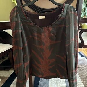 Valentino Red and Green Boxy Blouse